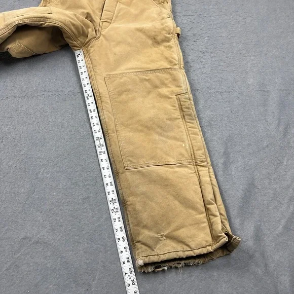 VTG Carhartt Bib Overalls Mens 36x30* Quilt Lined Double Knee Duck Canvas R03BRN